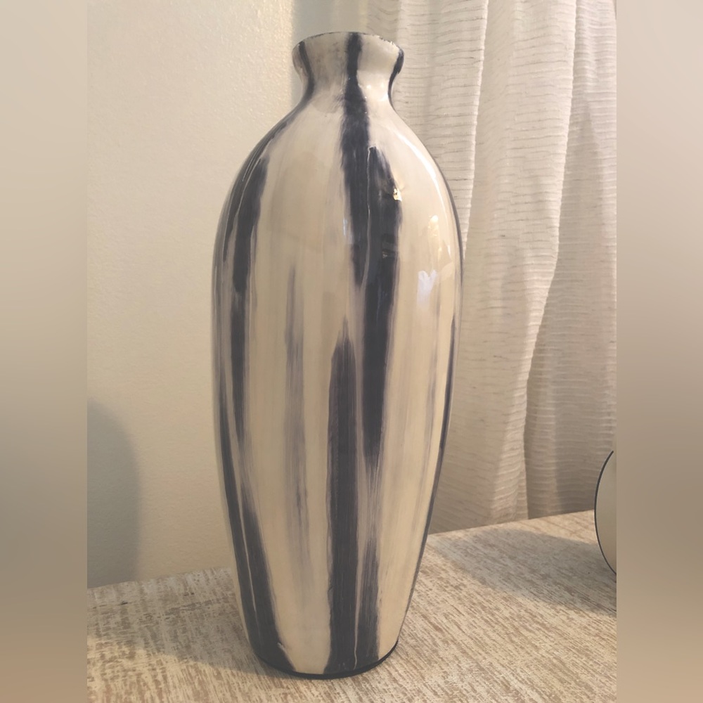 Navy and white vase